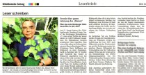 Pressebeitrag 'Freude über guten Jahrgang des Blauen' MZ 30.01.2007